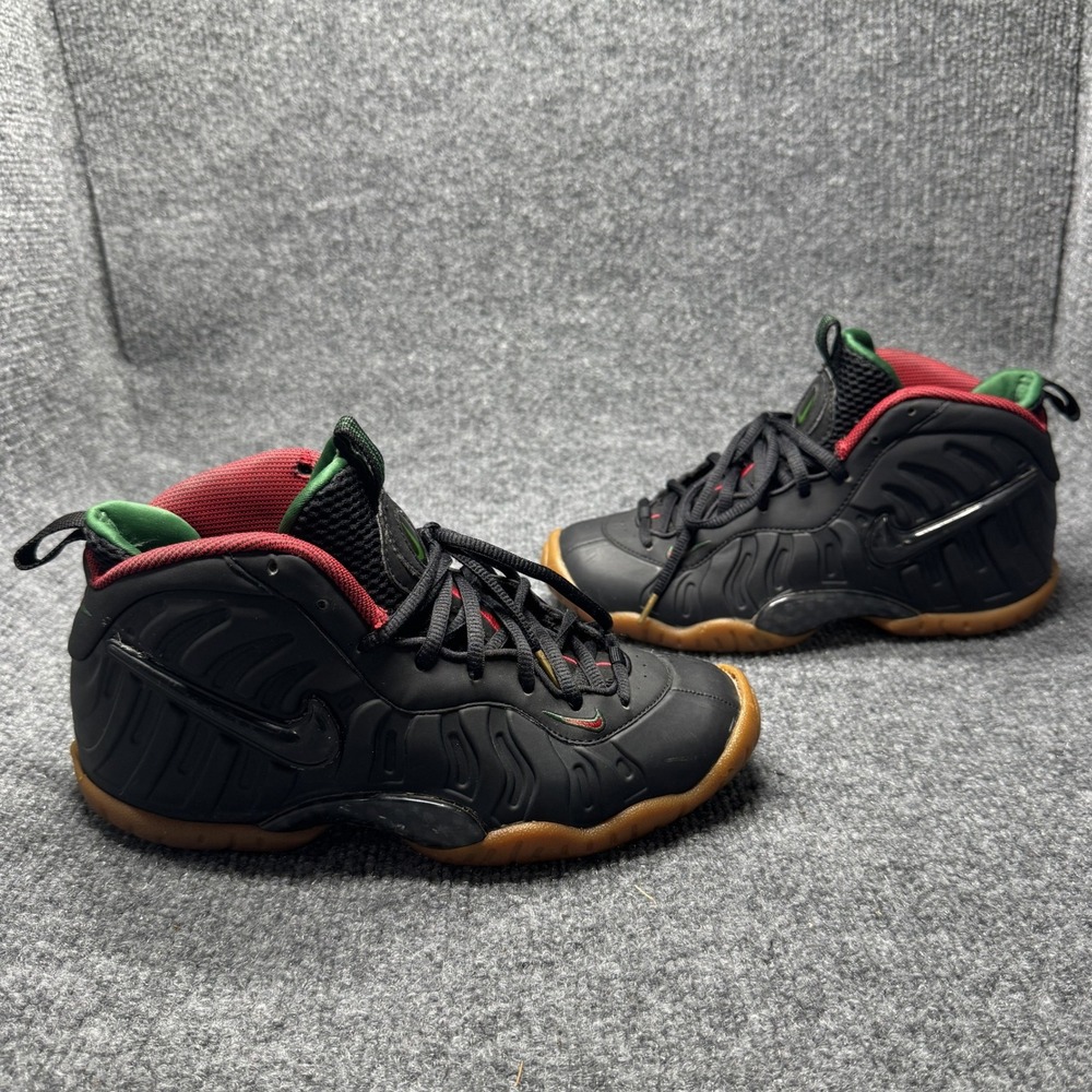 Nike Air Foamposite Pro Kids 4.5Y Black Gucci Gym Red Gorge‎ Green 644792-004